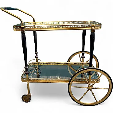 Gilded metal and glass food trolley, 1950s