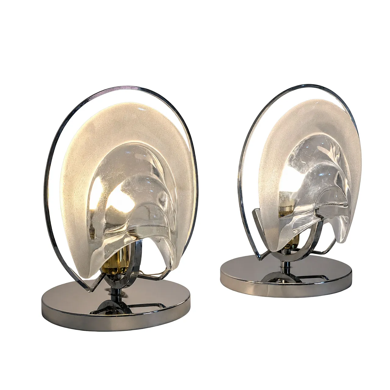 Coppia di lampade in vetro di murano by Mazzega, Italia, anni '70 1