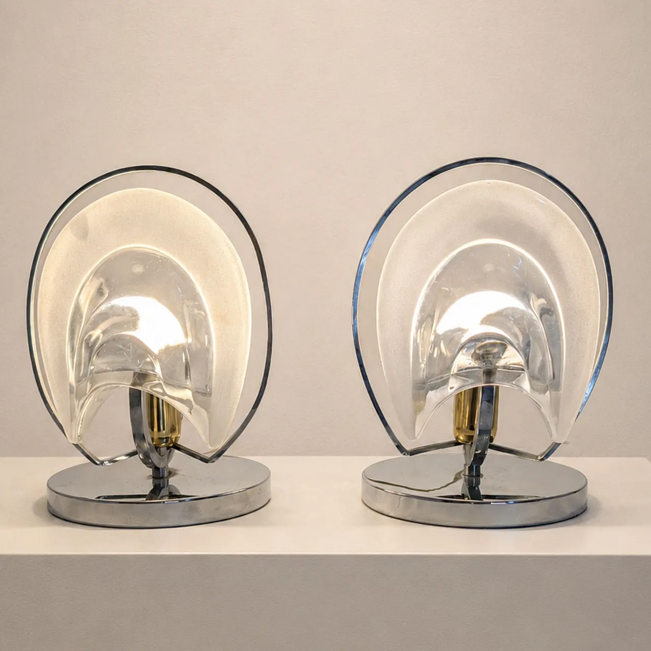 Coppia di lampade in vetro di murano by Mazzega, Italia, anni '70 2