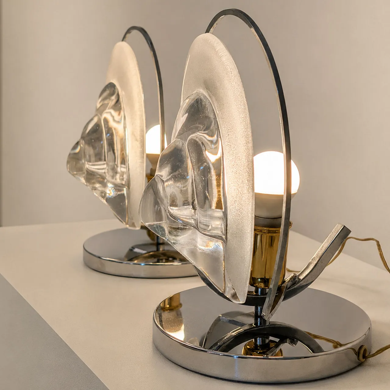 Coppia di lampade in vetro di murano by Mazzega, Italia, anni '70 5