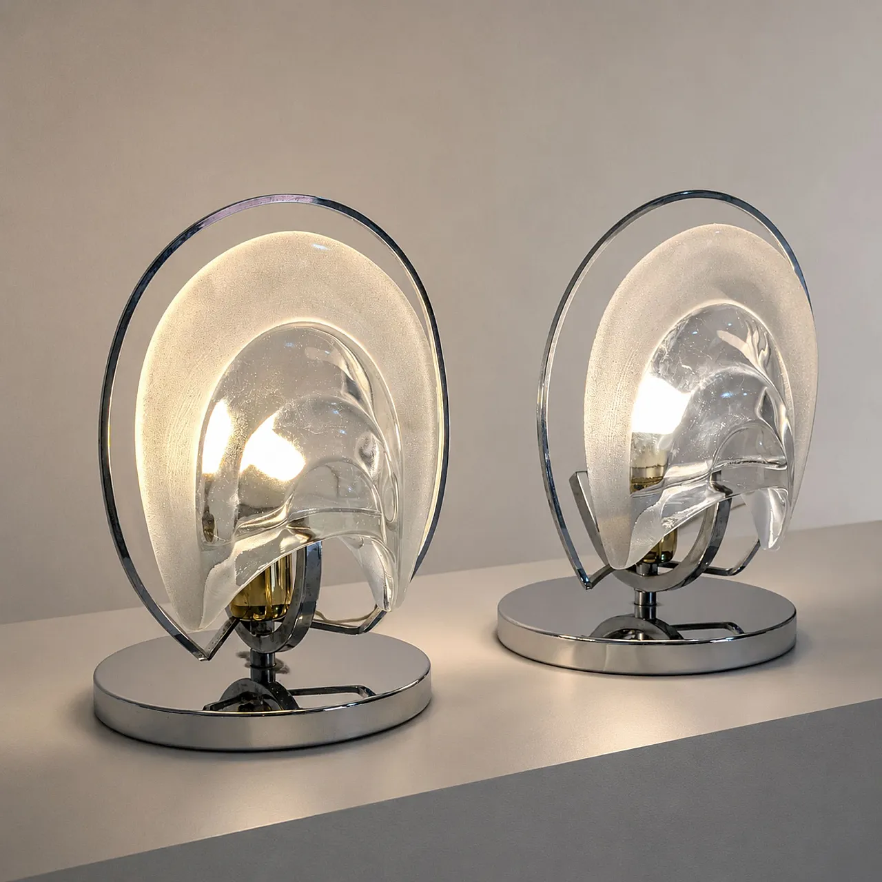 Coppia di lampade in vetro di murano by Mazzega, Italia, anni '70 6