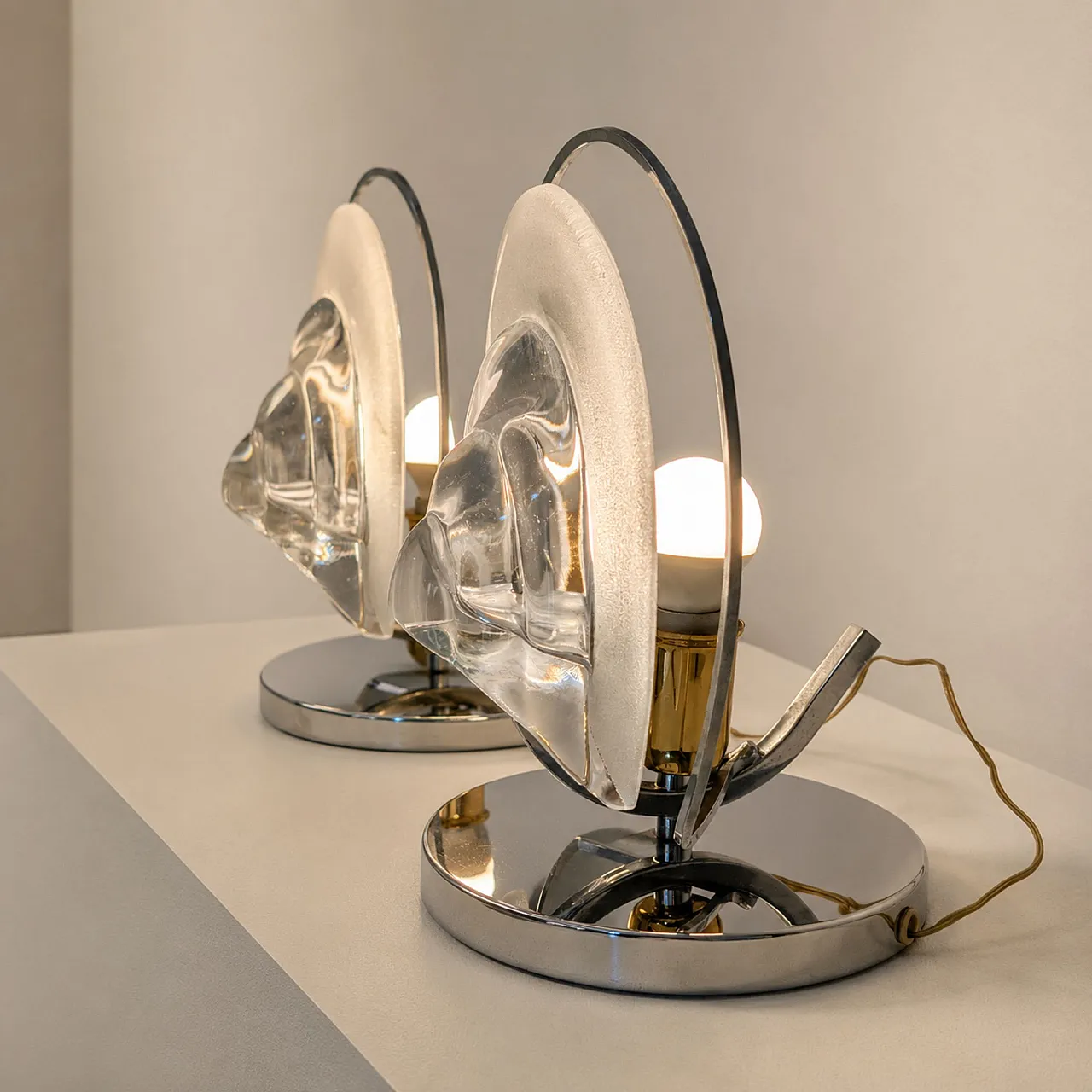 Coppia di lampade in vetro di murano by Mazzega, Italia, anni '70 7