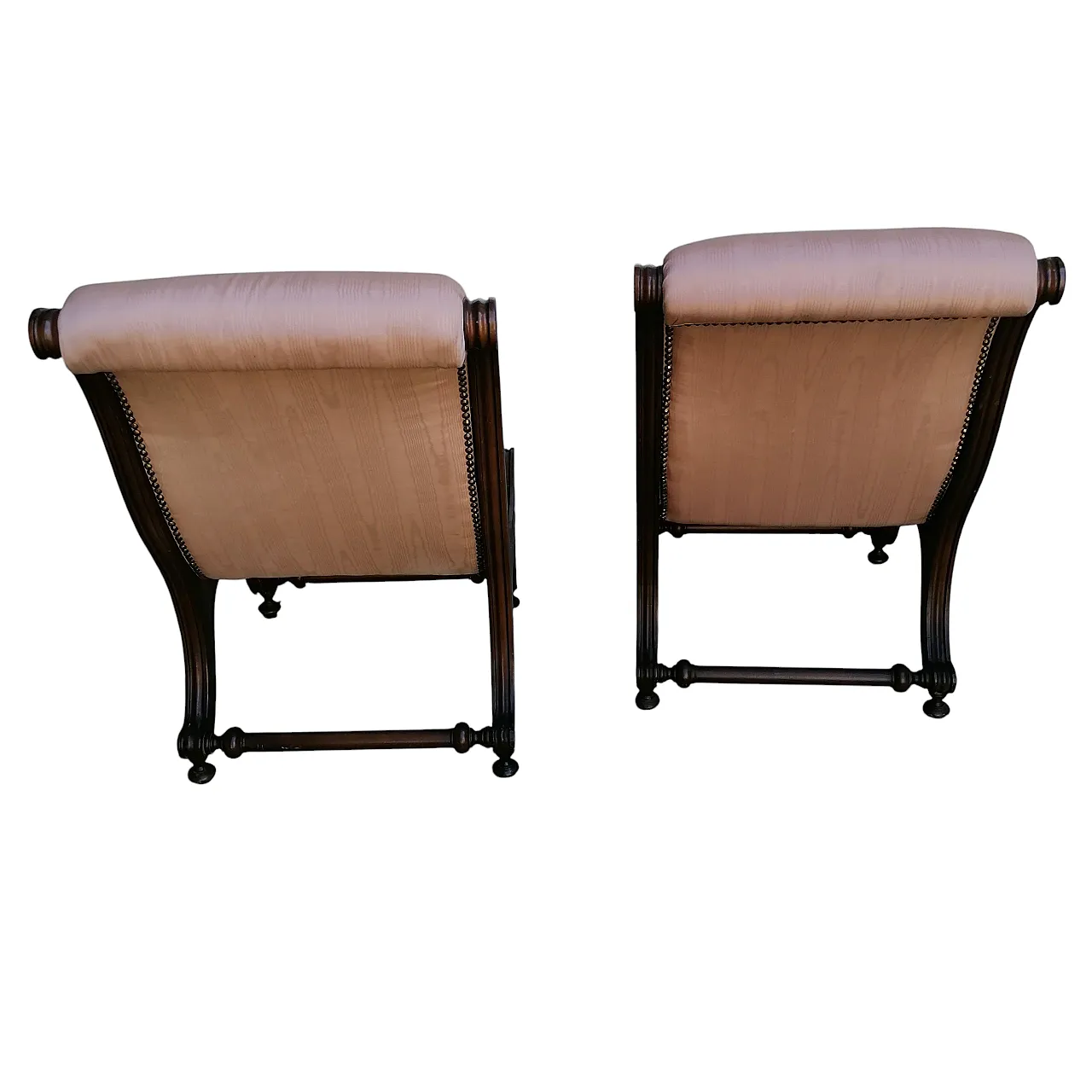 Pair of short chaise longue armchairs, 19th century 1
