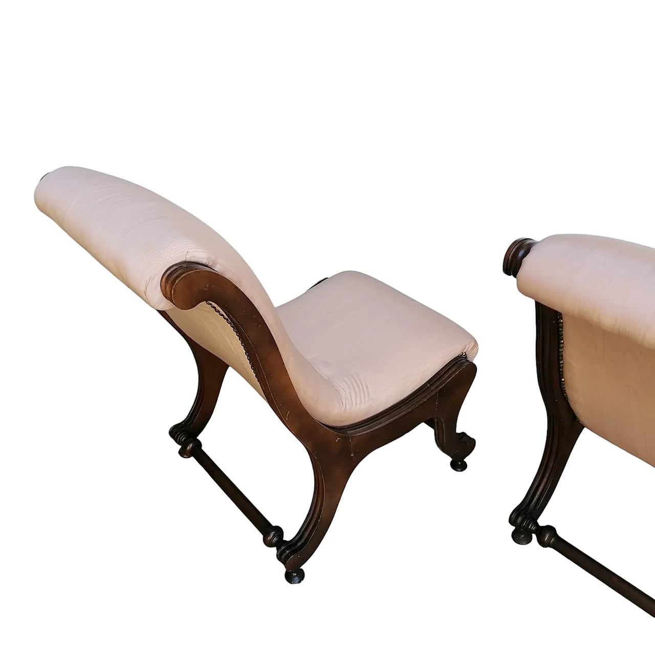 Pair of short chaise longue armchairs, 19th century 3