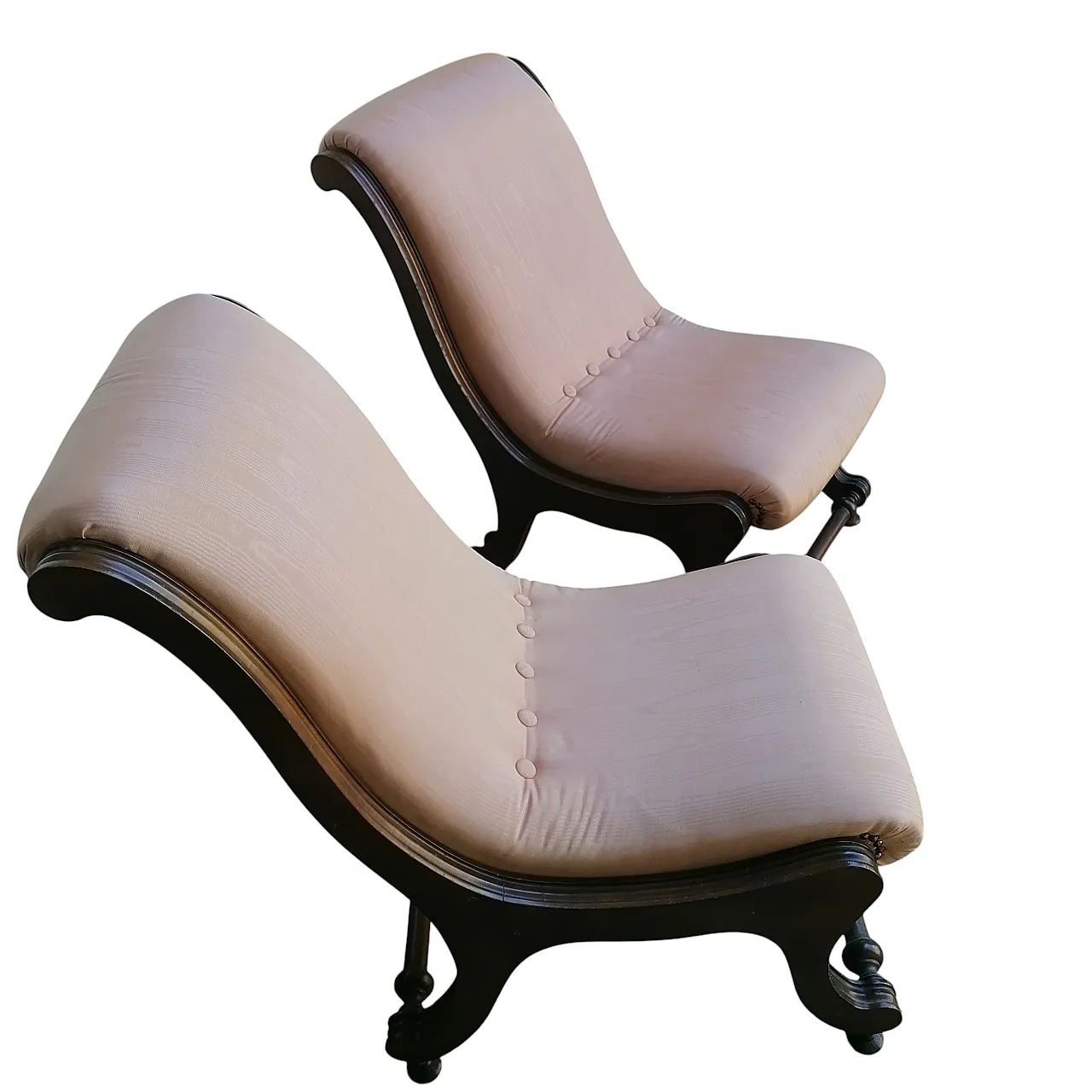 Pair of short chaise longue armchairs, 19th century 5