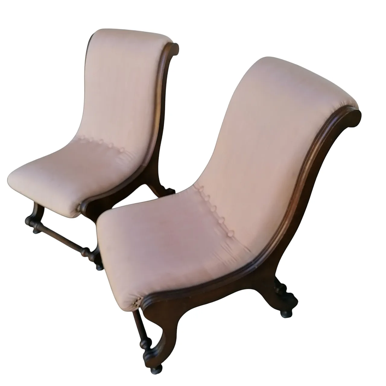 Pair of short chaise longue armchairs, 19th century 10