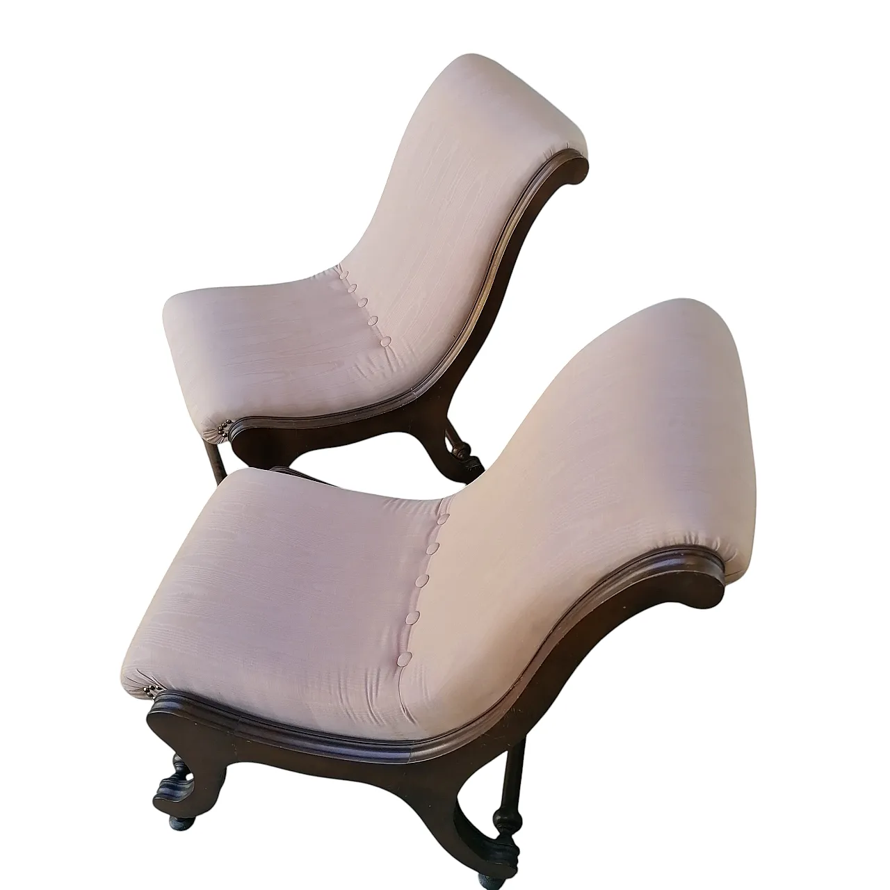 Pair of short chaise longue armchairs, 19th century 11