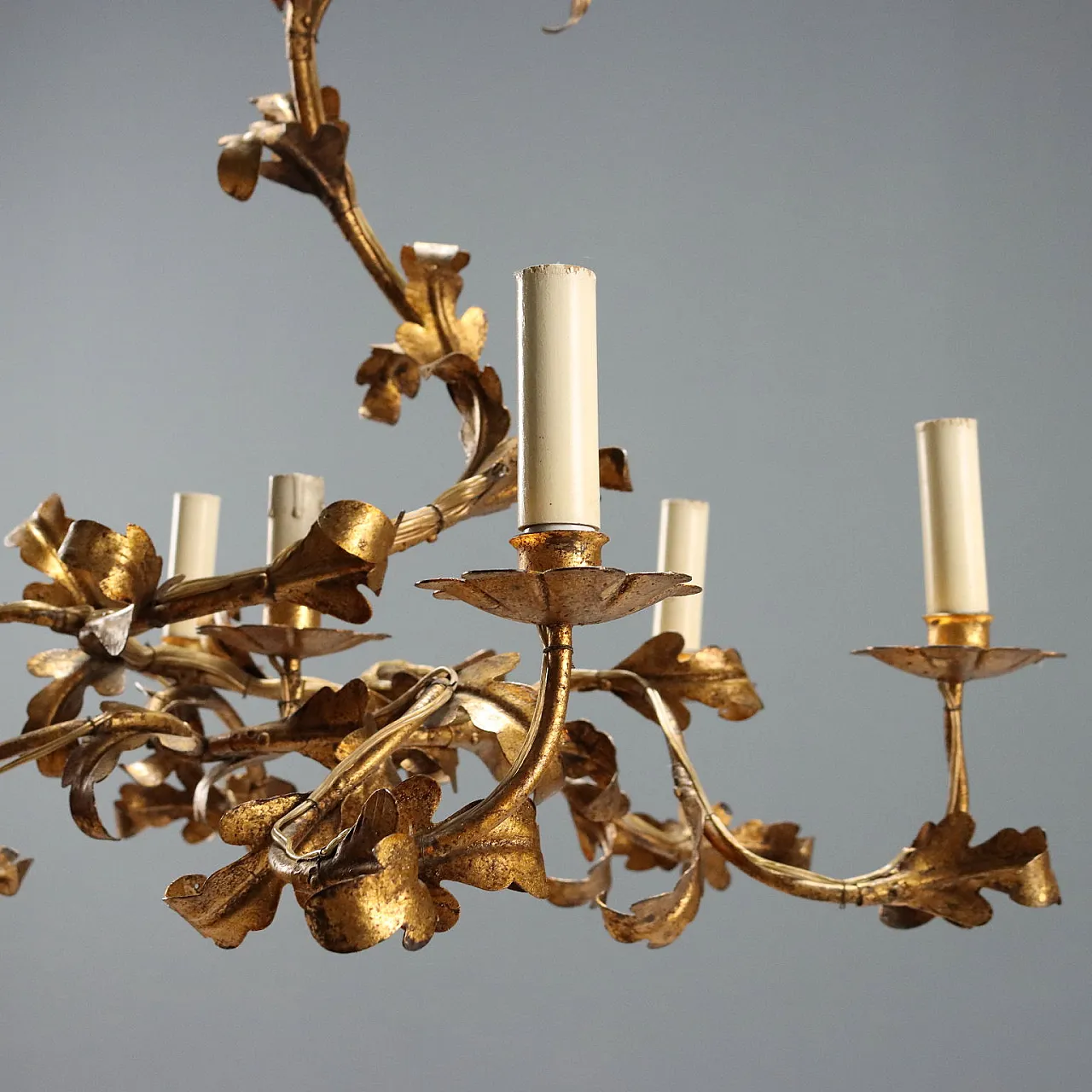 Chandelier in golden iron and sheet metal, 20th century 3