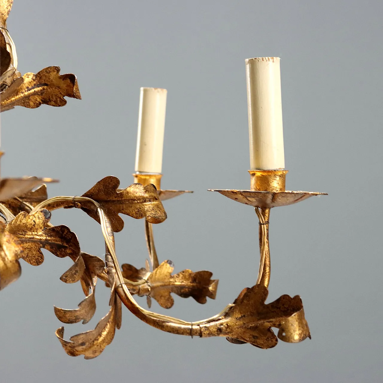 Chandelier in golden iron and sheet metal, 20th century 4