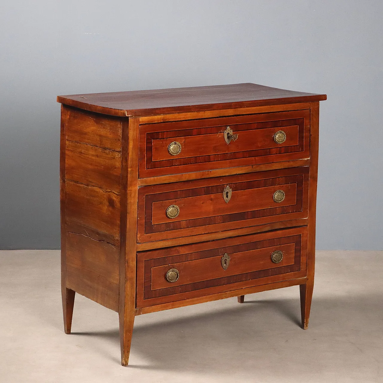 Cherry chest with mahogany, ebony and maple trim, 19th century 1