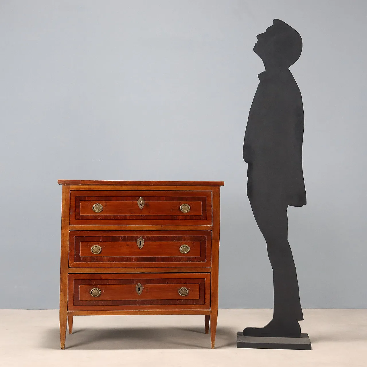 Cherry chest with mahogany, ebony and maple trim, 19th century 3