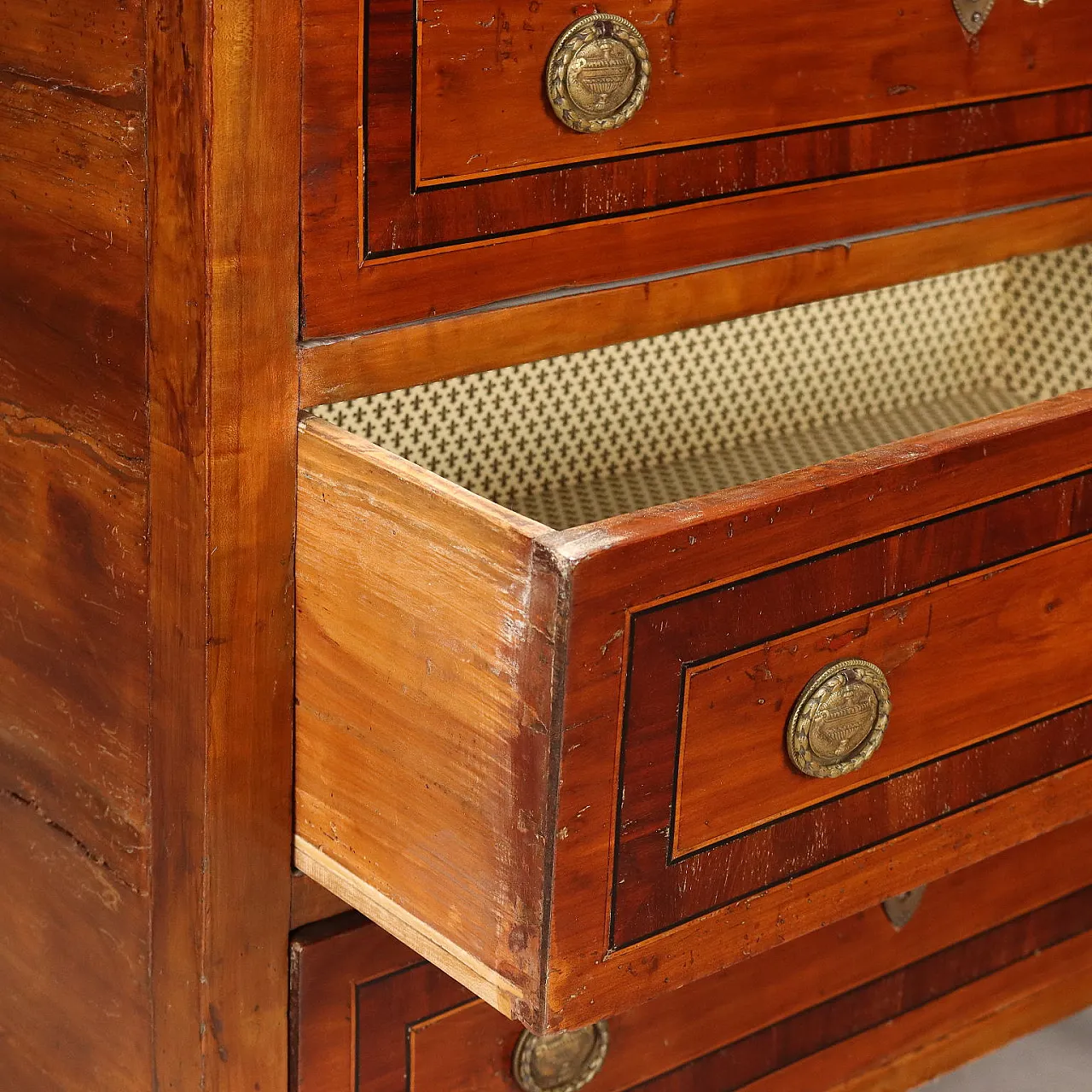 Cherry chest with mahogany, ebony and maple trim, 19th century 4