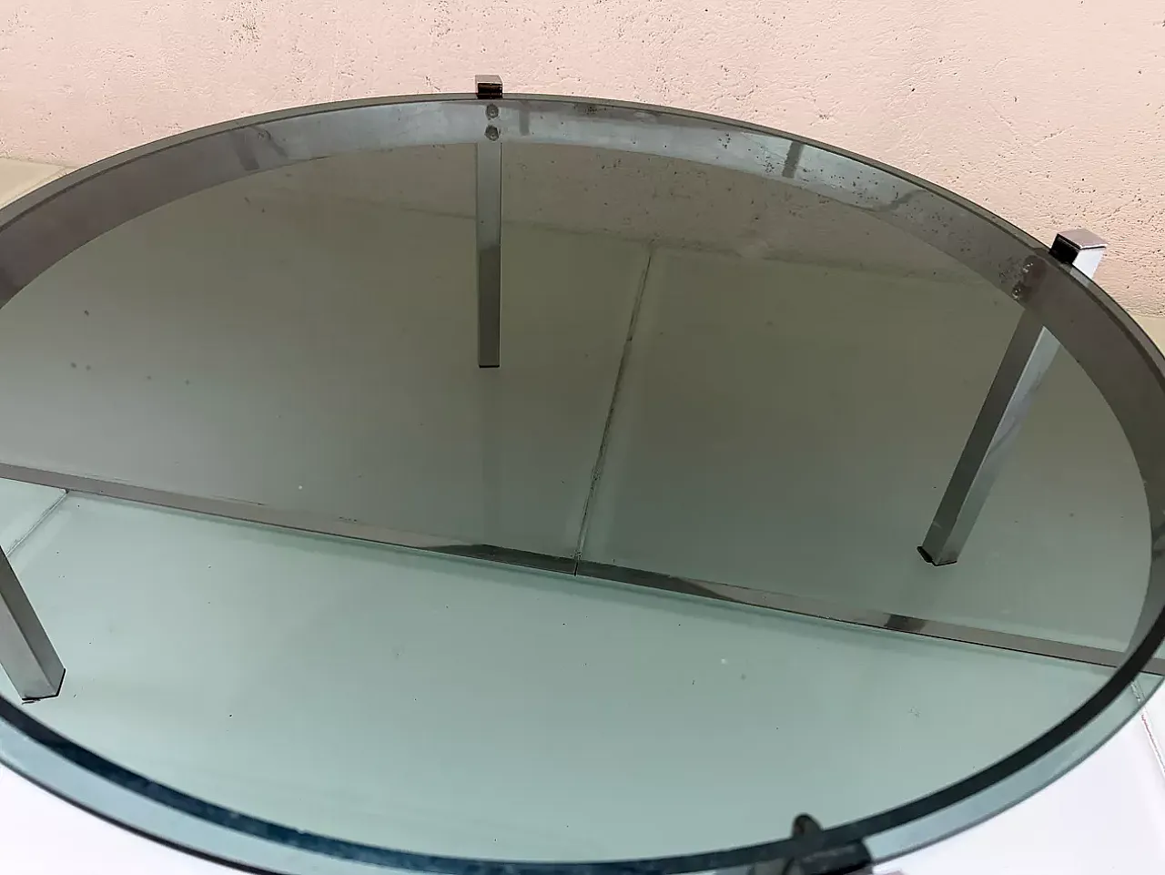 Round metal and glass coffee table, 20th century 5