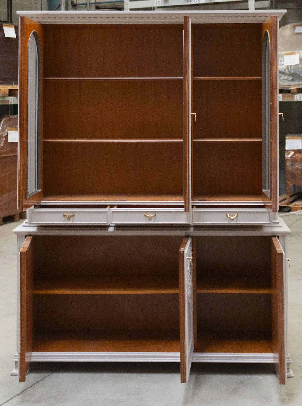 Double-body sideboard with high glass part, 1970s 2