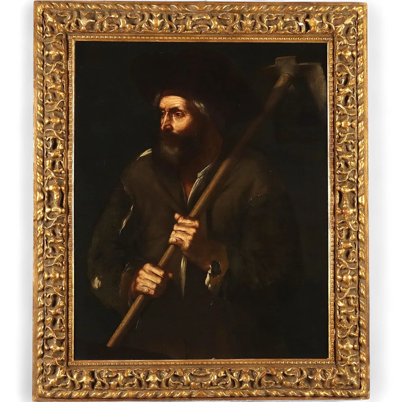 Contadino con Zappa, olio su tela, '600 11
