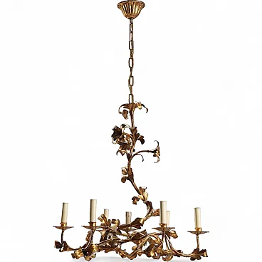 Chandelier in golden iron and sheet metal, 20th century