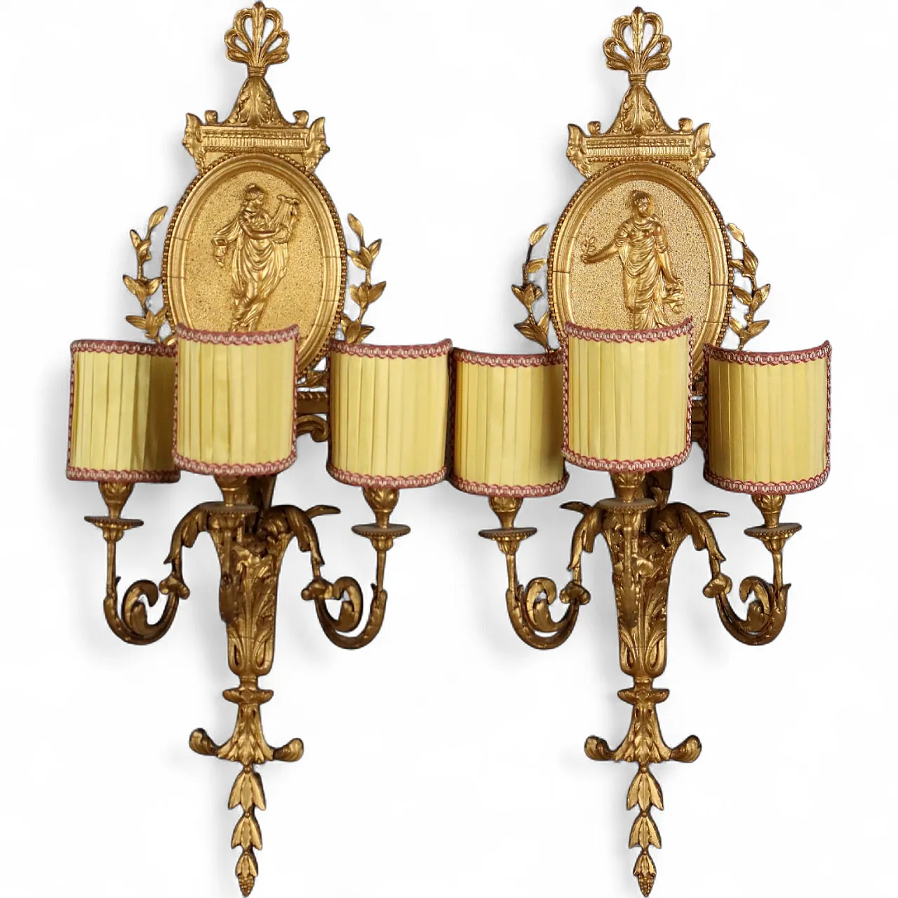 Pair of appliques in gilded wood, iron and pastille, 19th century 11