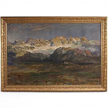 Paesaggio di montagna, olio su tela, '800
