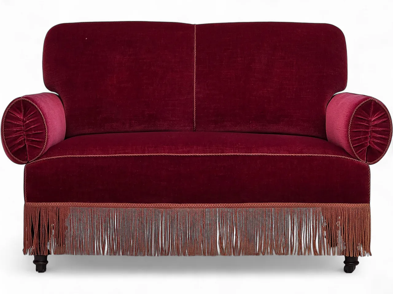 Danish 2-seater drop arm/back sofa, furniture velour, 1950s 26