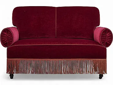 Danish 2-seater drop arm/back sofa, furniture velour, 1950s