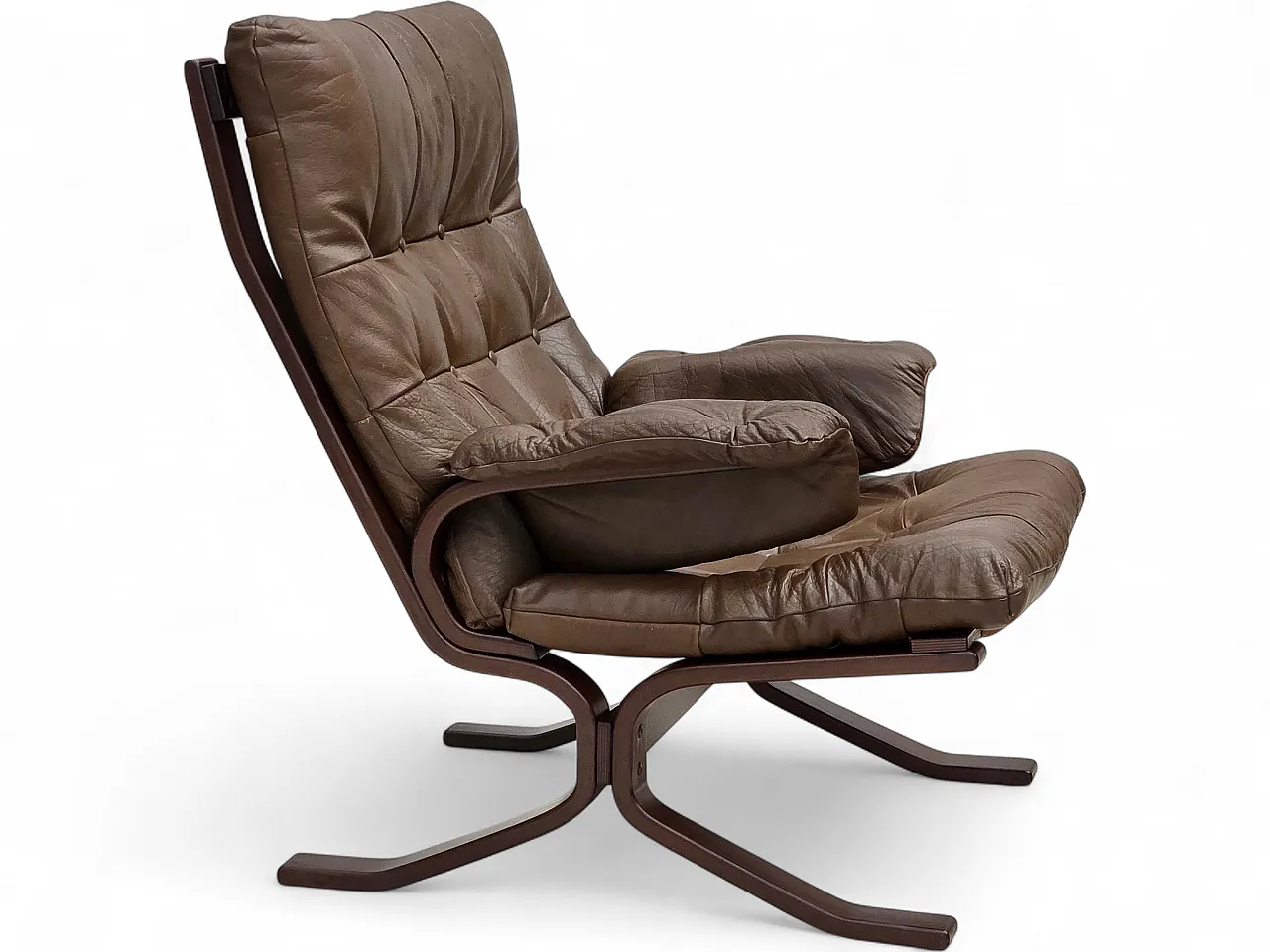 Armchair in brown furniture leather, 1970s 24