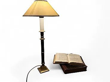 Column table lamp in brass and warm tones, 1930s