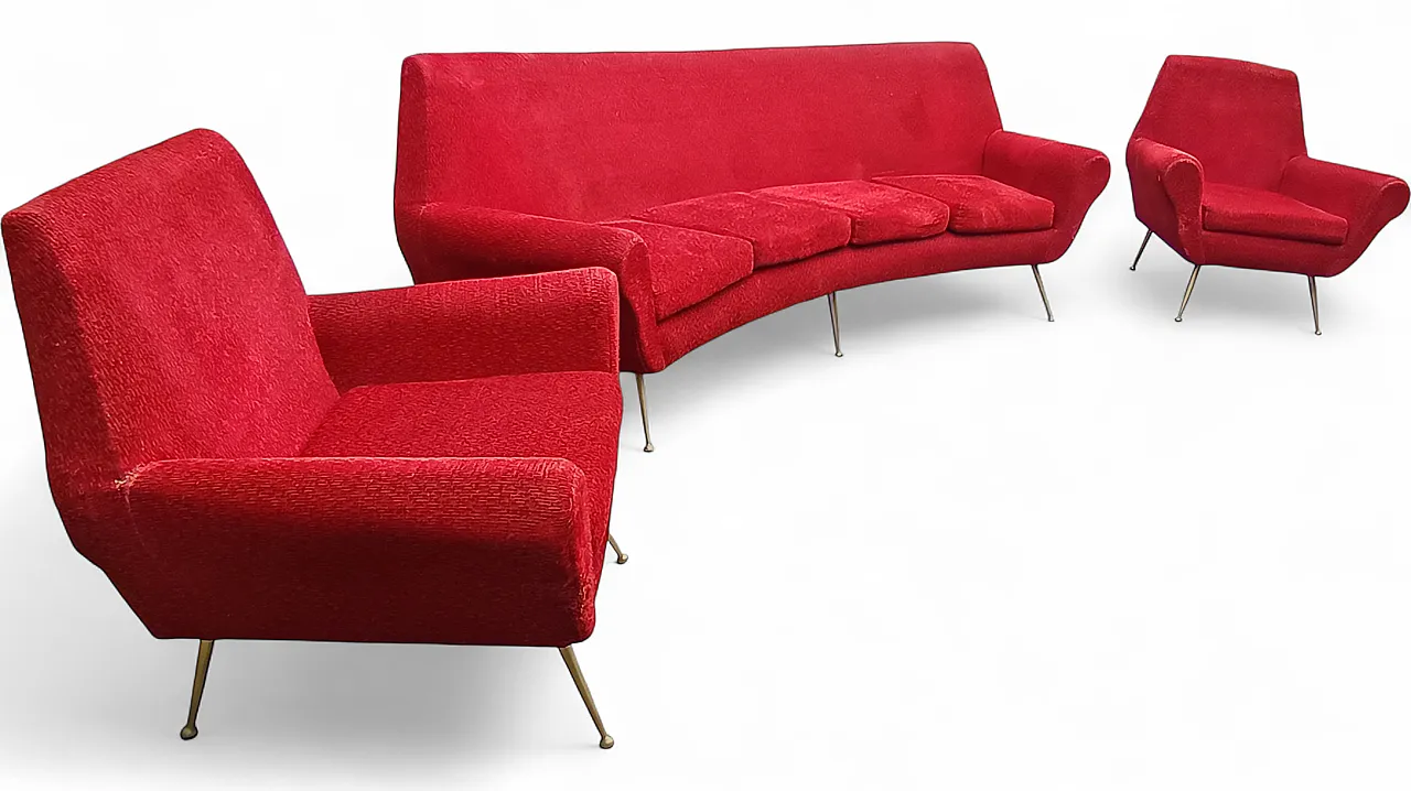 Sofa with 2 armchairs attr. to Gigi Radice, 1950s 7