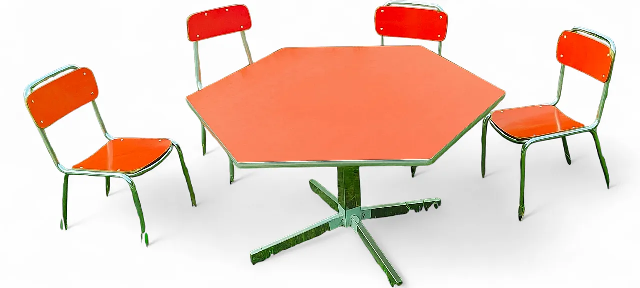 Formica kindergarten table with 4 chairs, 1960s 21