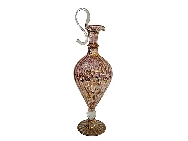 Cruet in pink Murano glass and golden decorations, 90s