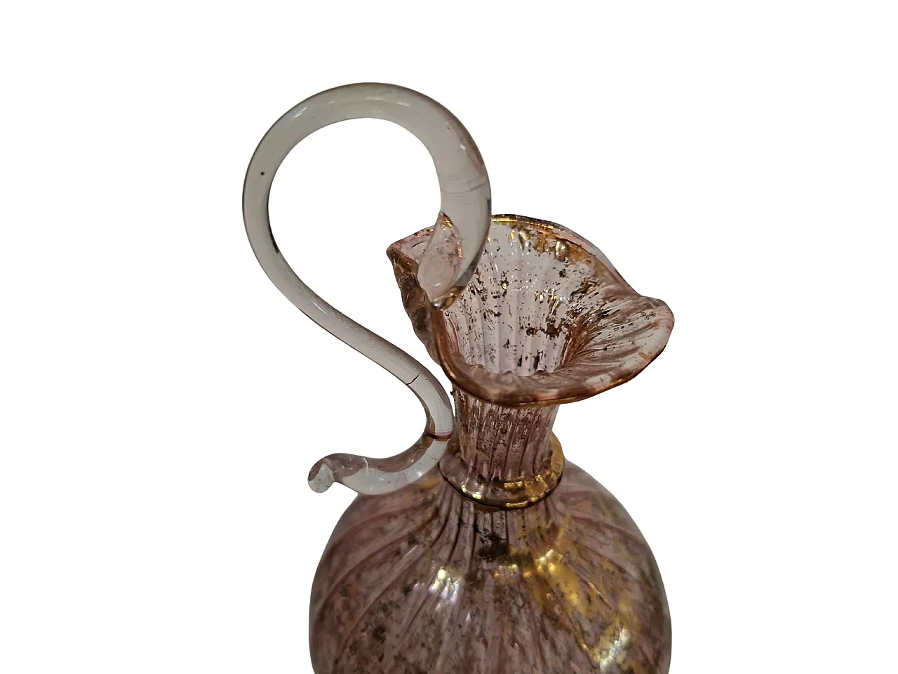 Cruet in pink Murano glass and golden decorations, 90s 6