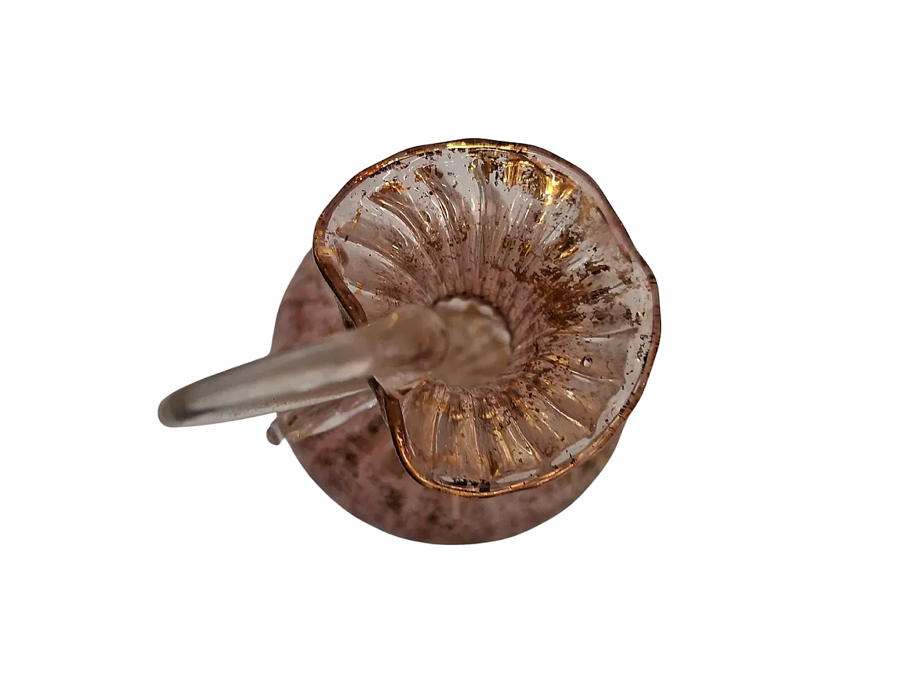 Cruet in pink Murano glass and golden decorations, 90s 7