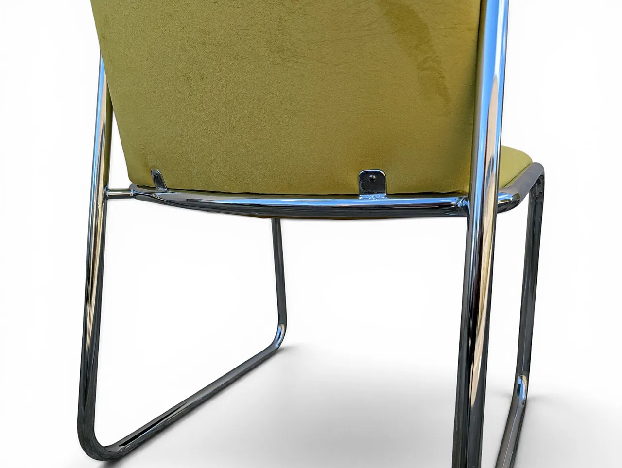 8 steel chairs with yellow velvet, 1970s 14