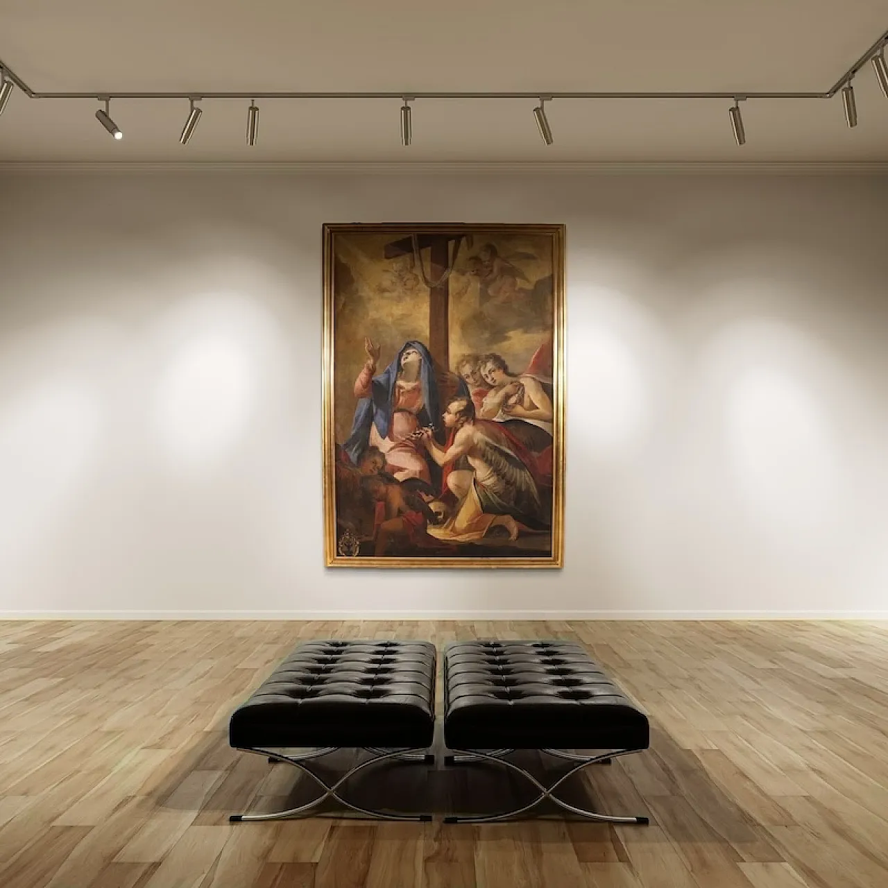 Italian painting Madonna of Sorrows with Angels, 17th century 4