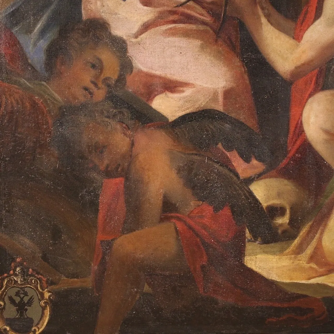 Italian painting Madonna of Sorrows with Angels, 17th century 10