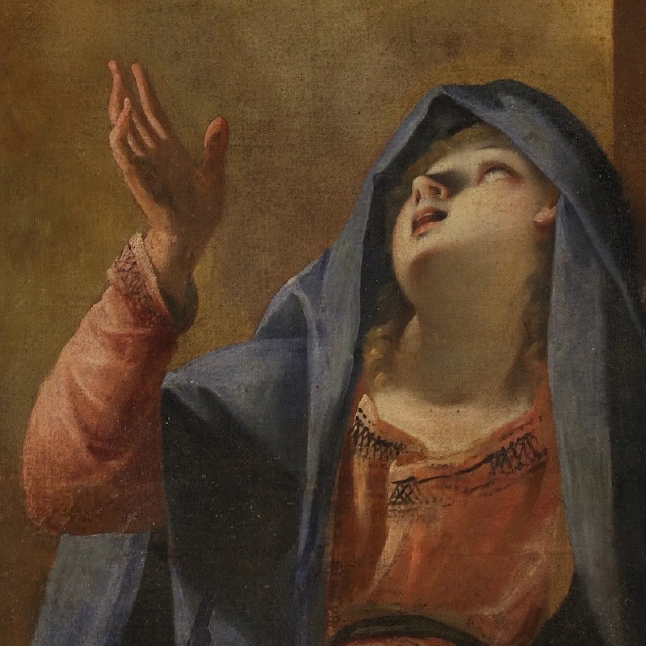 Italian painting Madonna of Sorrows with Angels, 17th century 11