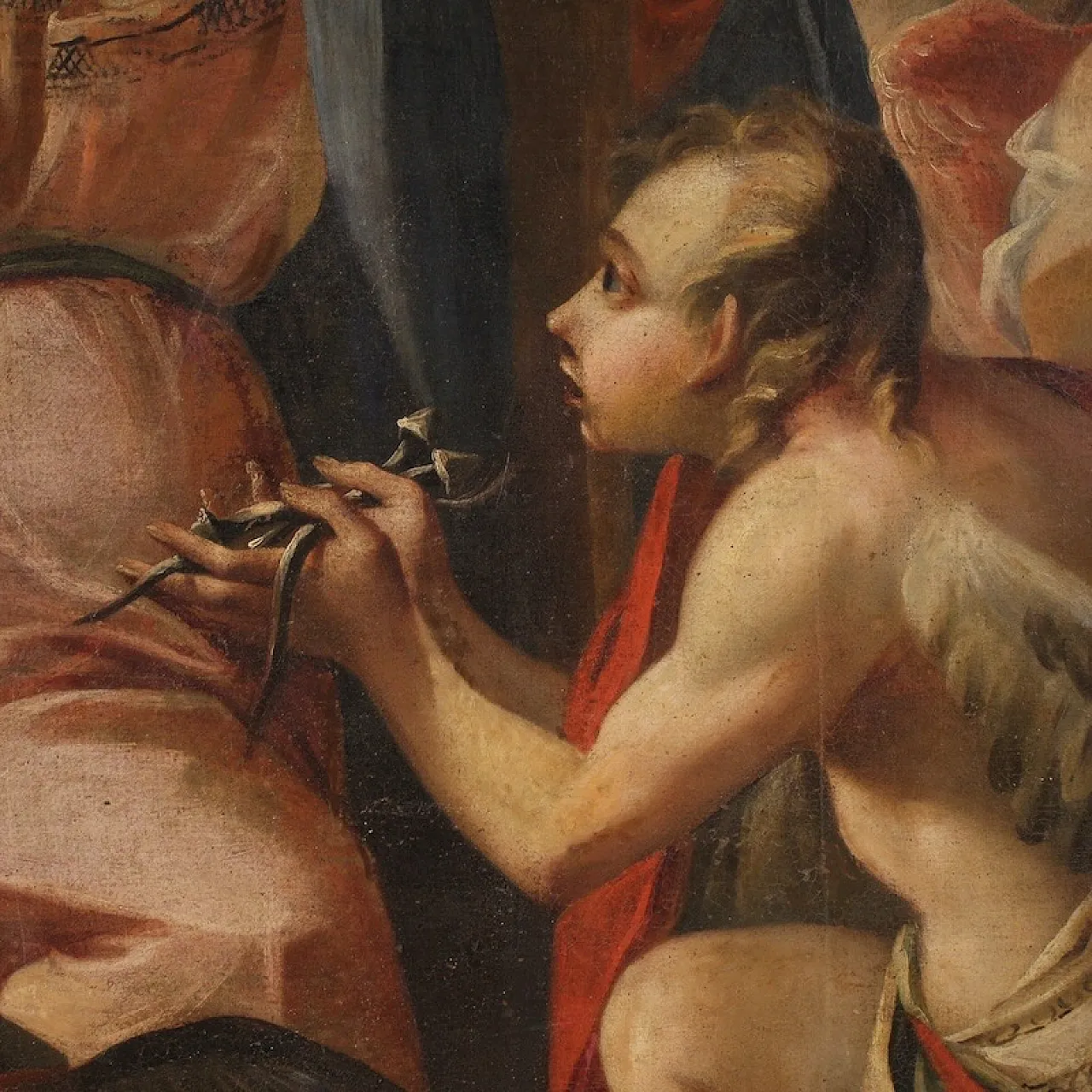 Italian painting Madonna of Sorrows with Angels, 17th century 13