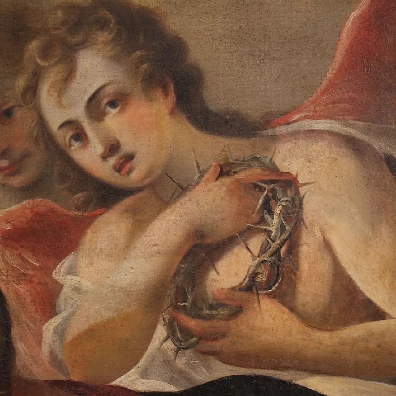 Italian painting Madonna of Sorrows with Angels, 17th century 14