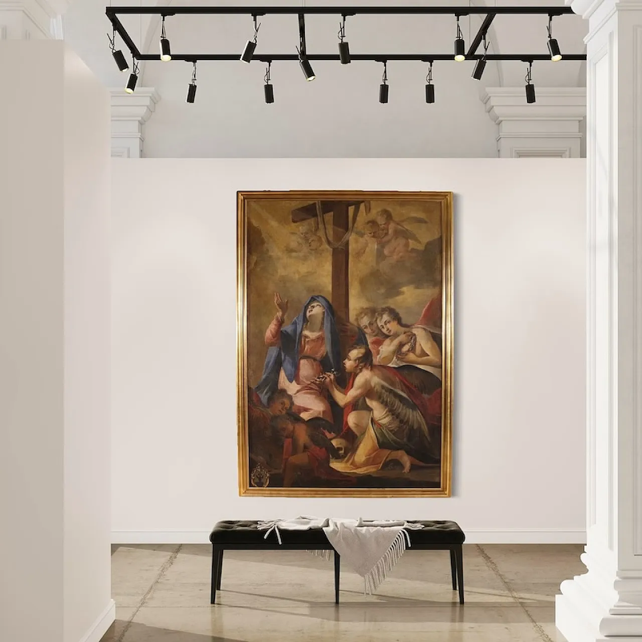 Italian painting Madonna of Sorrows with Angels, 17th century 15