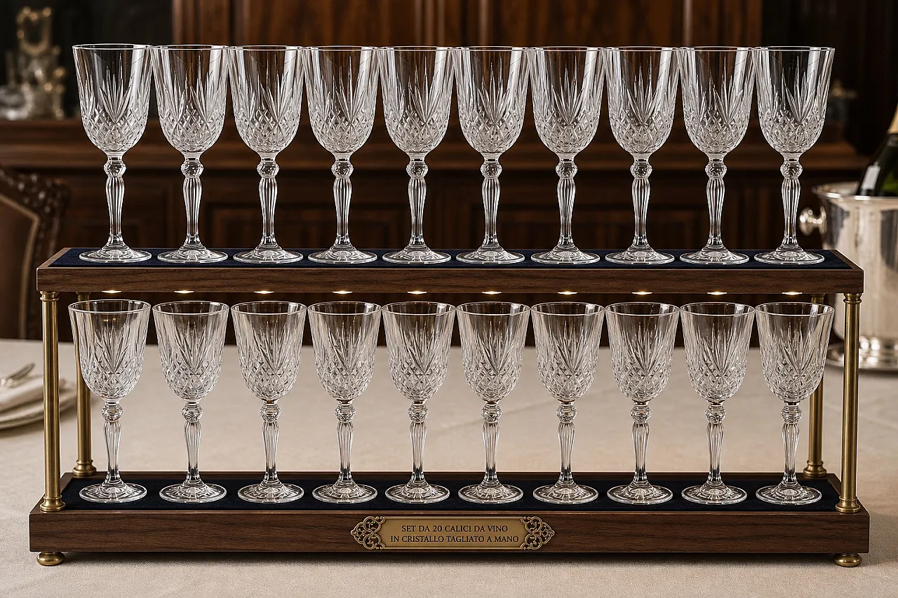 20 Hand-Cut Crystal Goblets, 1985 1