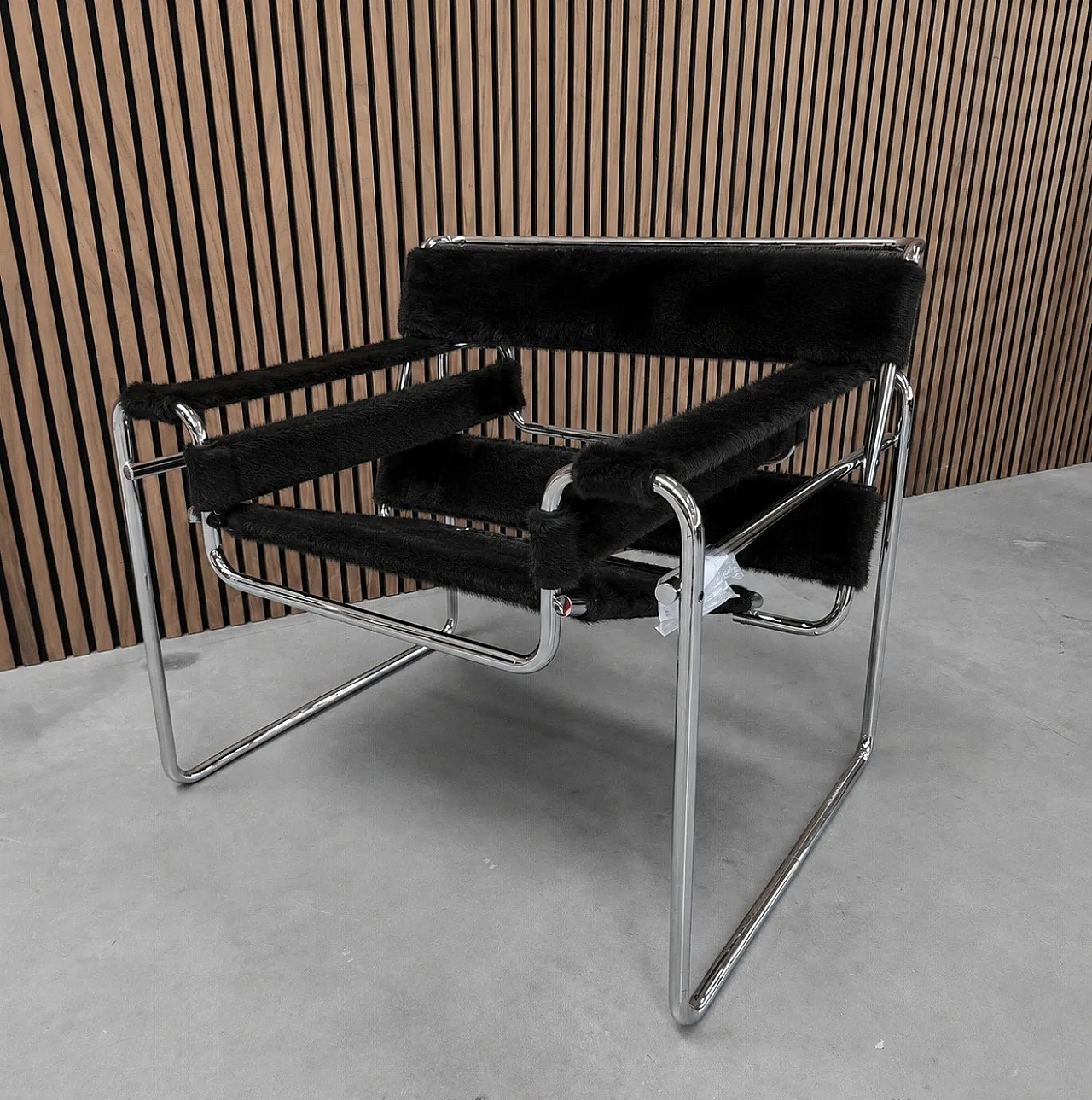 Poltrona B3 Wassilly di Knoll Studio in Cuoio e Pelo Nero, anni 2000 2