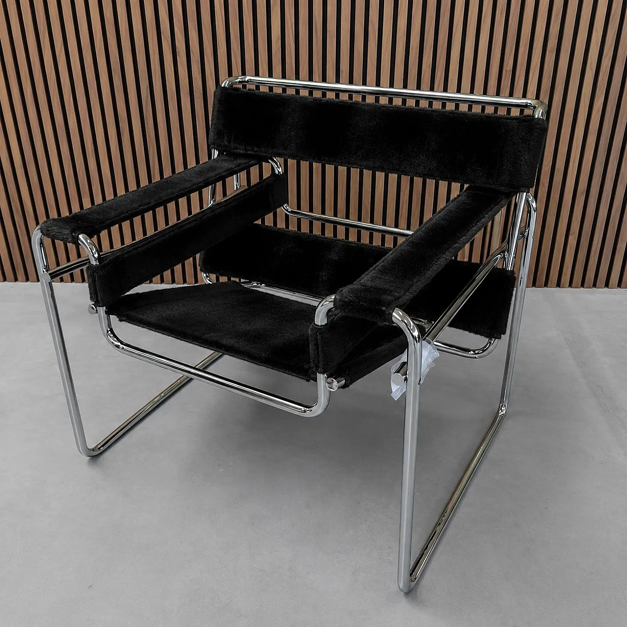 Poltrona B3 Wassilly di Knoll Studio in Cuoio e Pelo Nero, anni 2000 4