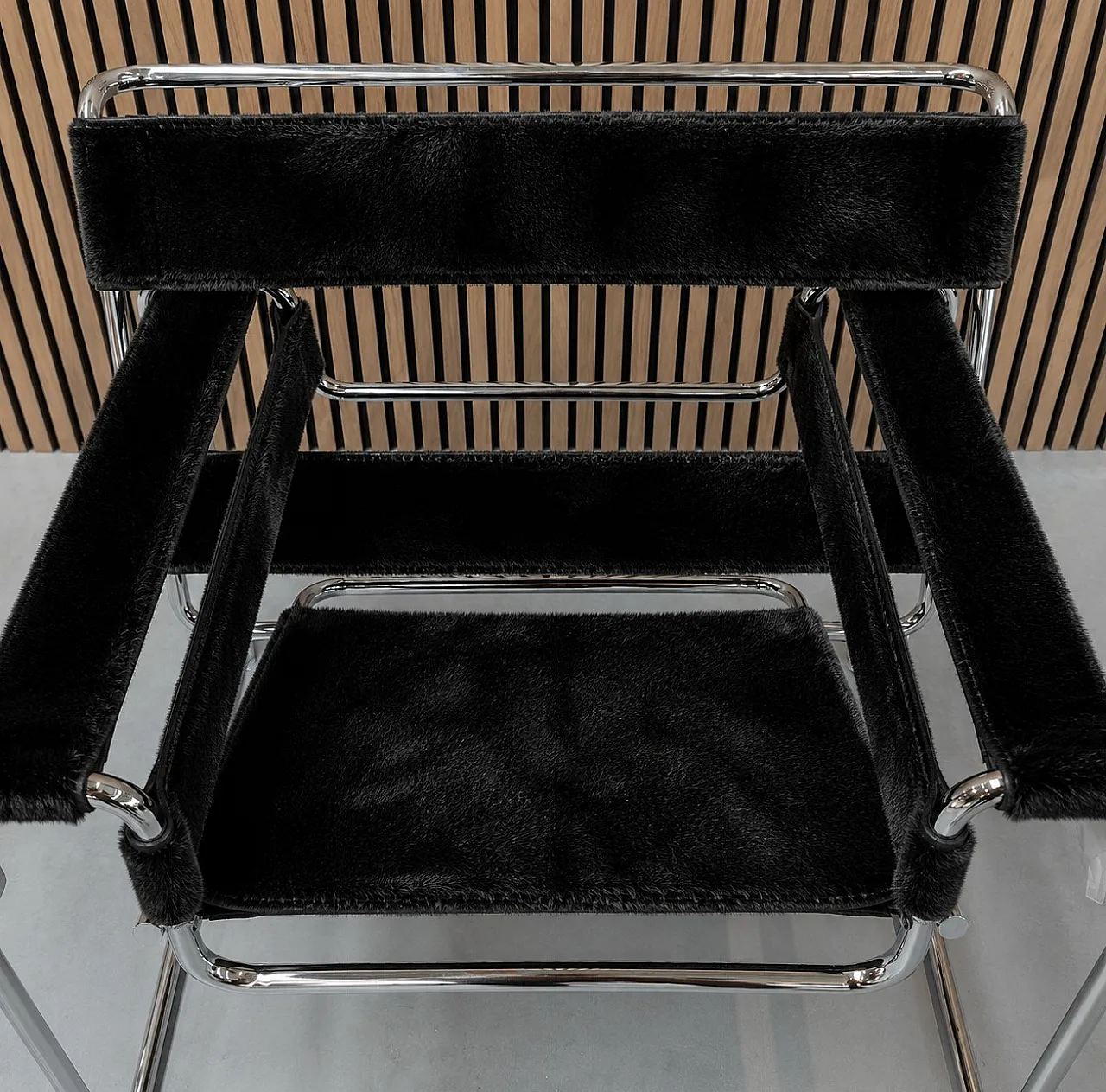 Poltrona B3 Wassilly di Knoll Studio in Cuoio e Pelo Nero, anni 2000 9