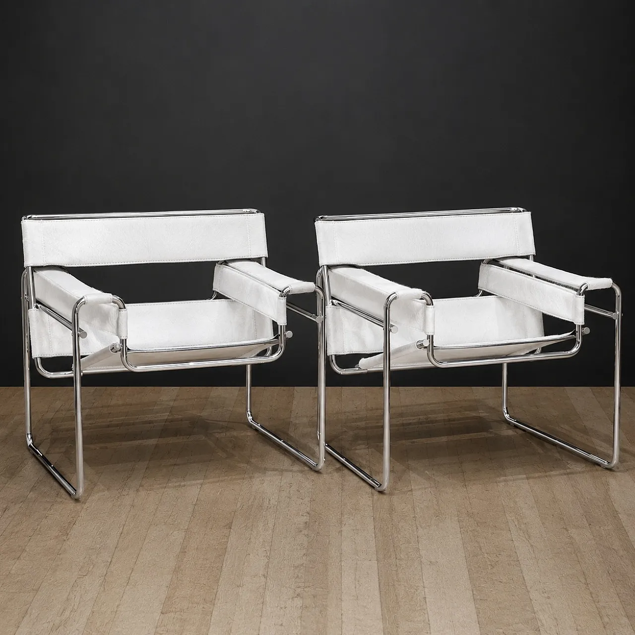 Coppia di poltrone B3 Wassilly di Knoll Studio in cuoio e  pelo, 2000 2