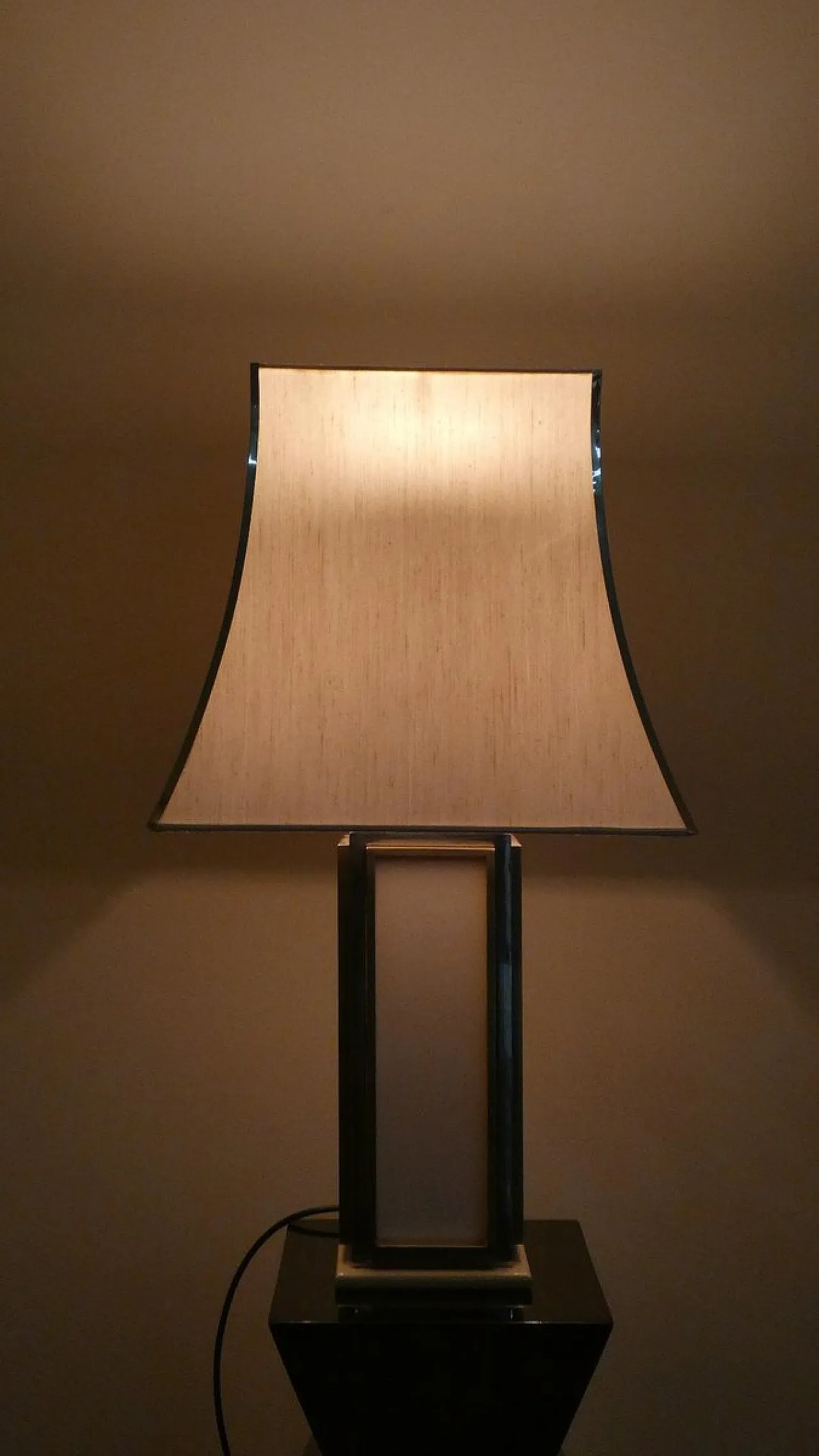 Brass, steel, and acrylic glass table lamp, 1970s 2