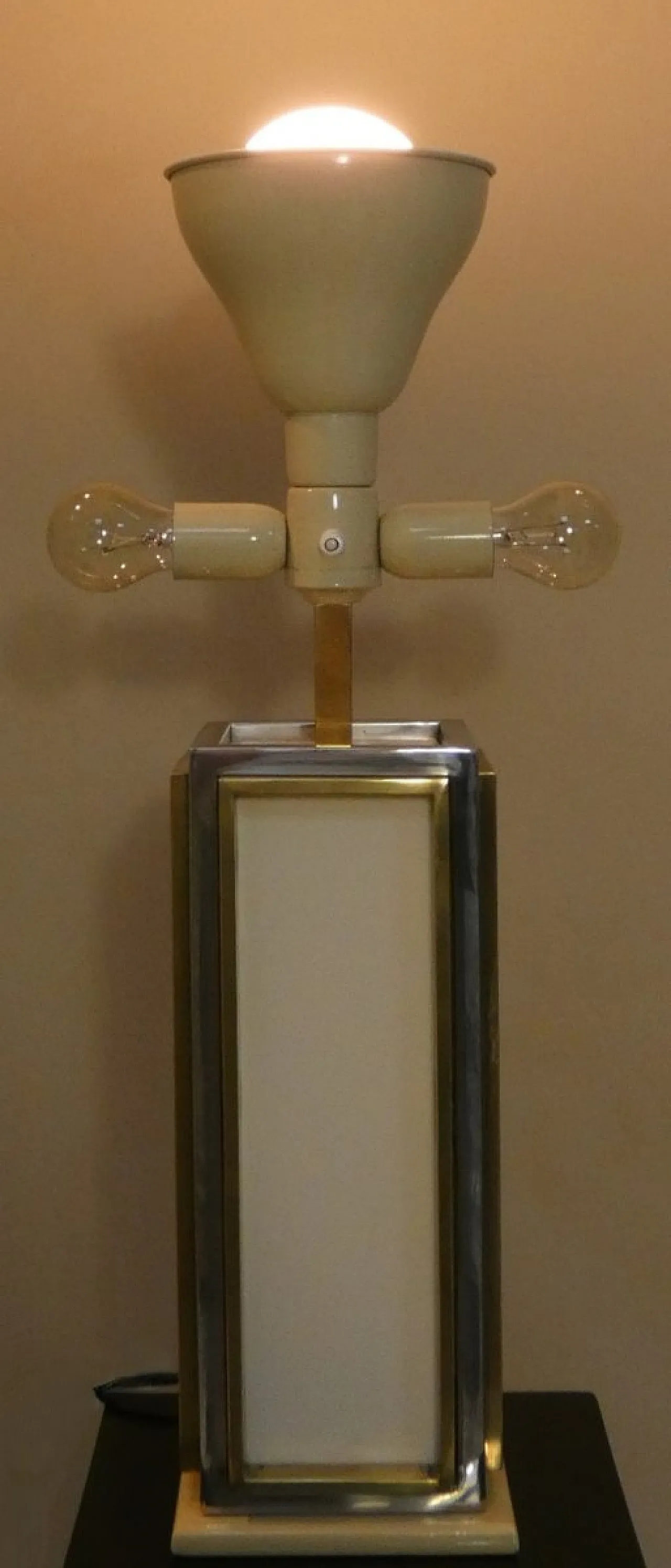 Brass, steel, and acrylic glass table lamp, 1970s 6