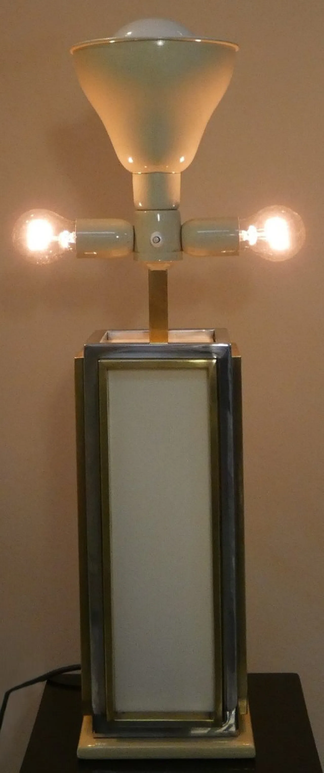 Brass, steel, and acrylic glass table lamp, 1970s 7