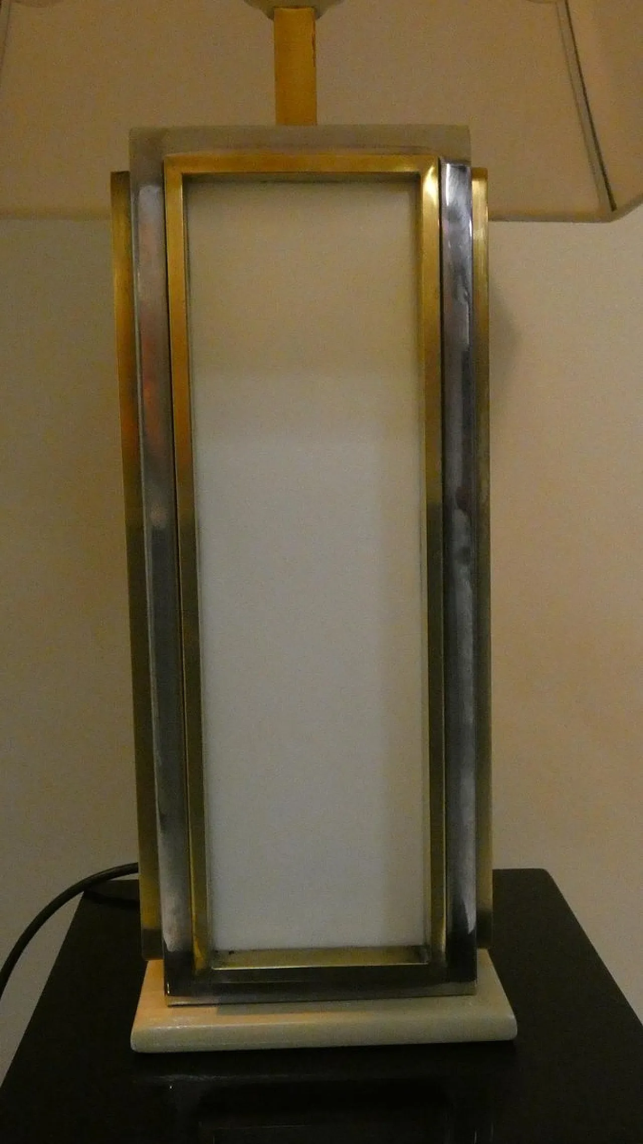 Brass, steel, and acrylic glass table lamp, 1970s 8