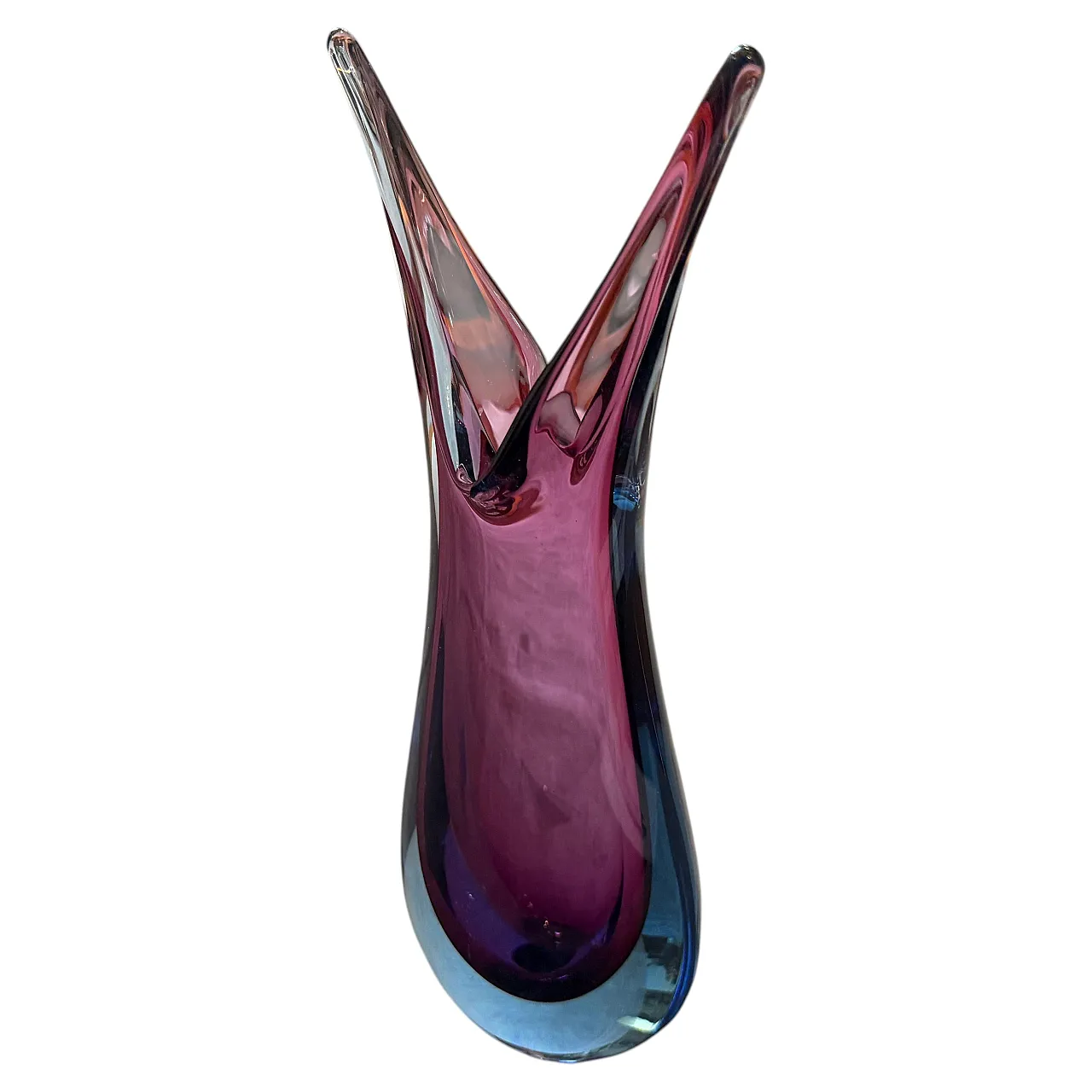 Purple and blue Sommerso Murano glass vase by Flavio Poli, 1970s 1