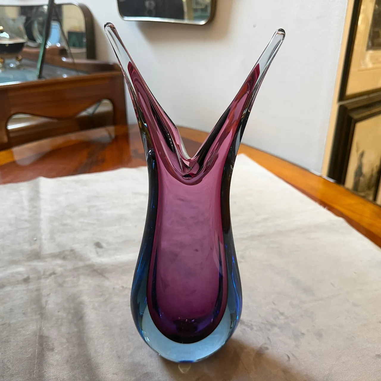 Purple and blue Sommerso Murano glass vase by Flavio Poli, 1970s 2