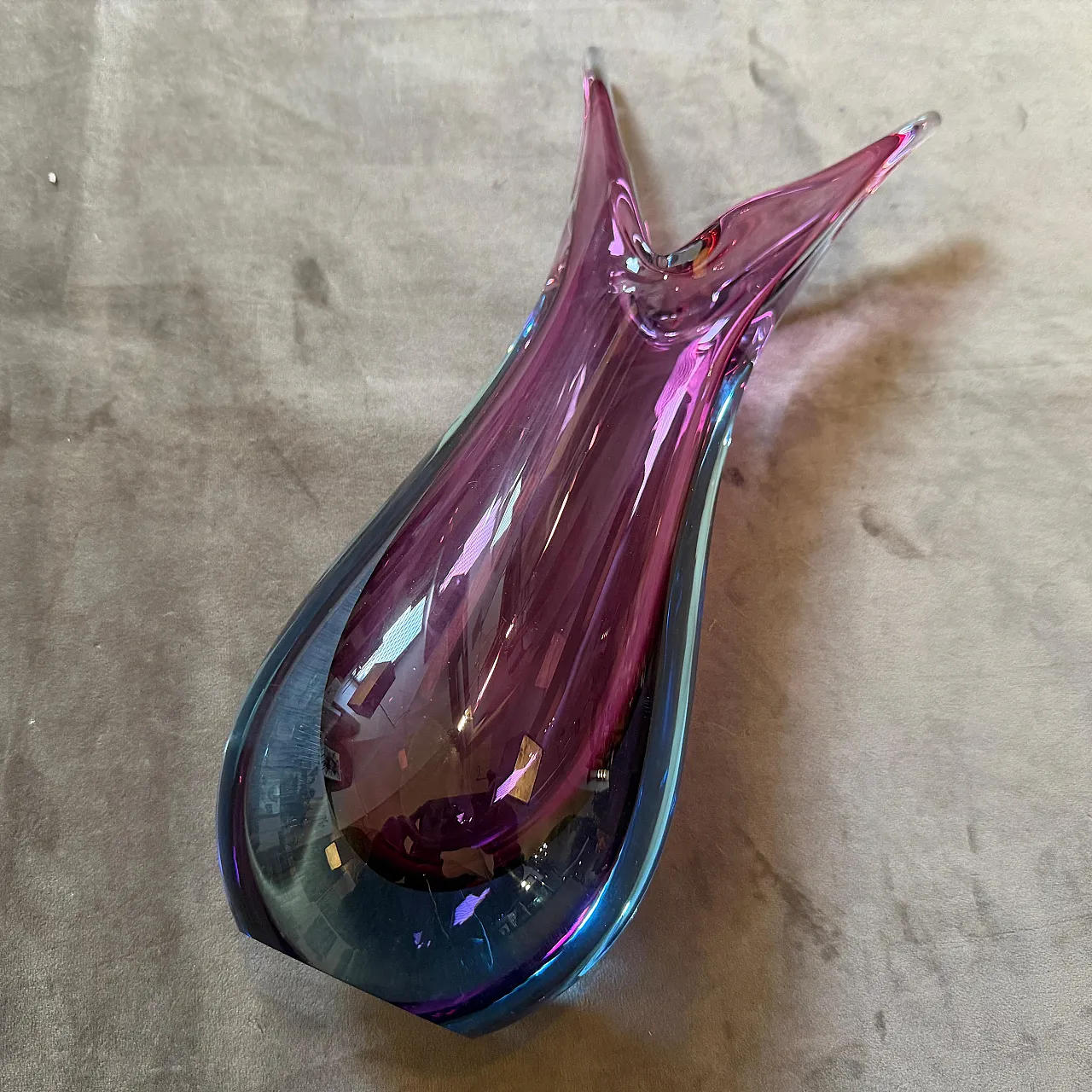 Purple and blue Sommerso Murano glass vase by Flavio Poli, 1970s 3